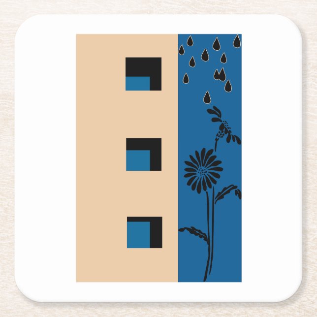 Dessous-de-verre Carré En Papier Fleur de construction (Devant)