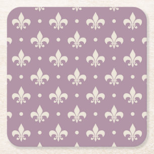 Dessous-de-verre Carré En Papier Fleur De Lis motif en argent sur arrière - plan vi