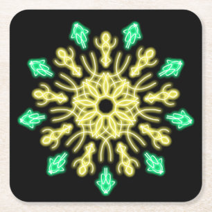 Dessous-de-verre Carré En Papier Fleur de néon jaune et vert