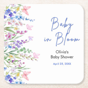 Dessous-de-verre Carré En Papier Fleur de printemps Bébé en fleurs Baby Shower