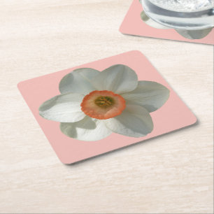 Dessous-de-verre Carré En Papier Fleur de printemps de jonquille rose