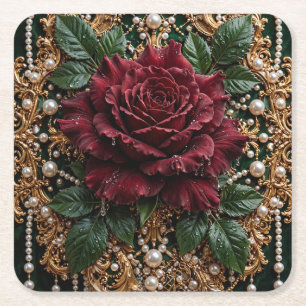 Dessous-de-verre Carré En Papier Fleur de style gothique victorien