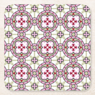 Dessous-de-verre Carré En Papier Fleur de tuile de Barcelone avec les rubans roses