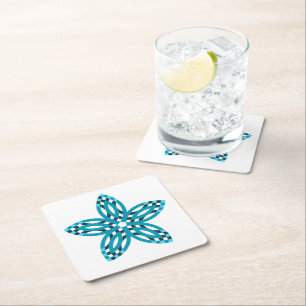Dessous-de-verre Carré En Papier Fleur d'étoile géométrique moderne bleu sarcelle p