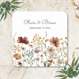 Dessous-de-verre Carré En Papier Fleur Florale Jolie Aquarelle Personnalisée