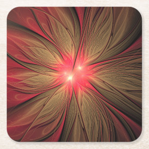 Dessous-de-verre Carré En Papier Fleur fractale de fansy rouge