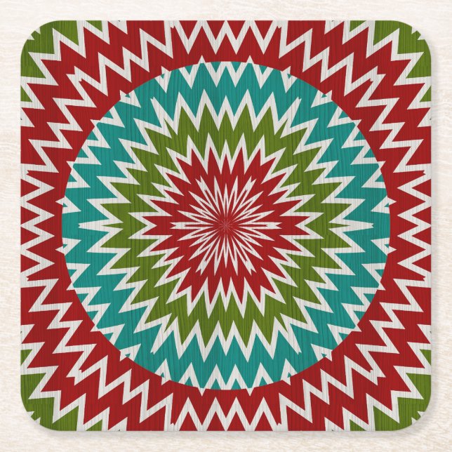 Dessous-de-verre Carré En Papier Fleur mandalaic hypnotique (Devant)