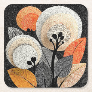 Dessous-de-verre Carré En Papier Fleur nocturne sur la planète rouge #1