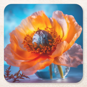 Dessous-de-verre Carré En Papier Fleur orange