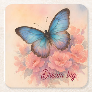 Dessous-de-verre Carré En Papier Fleur Rose Aquarelle Chic Personnalisée Charmeuse
