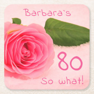 Dessous-de-verre Carré En Papier Fleur rose rose Inspirationnel 80e anniversaire