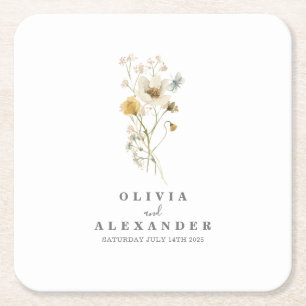 Dessous-de-verre Carré En Papier Fleur sauvage boho jardin floral