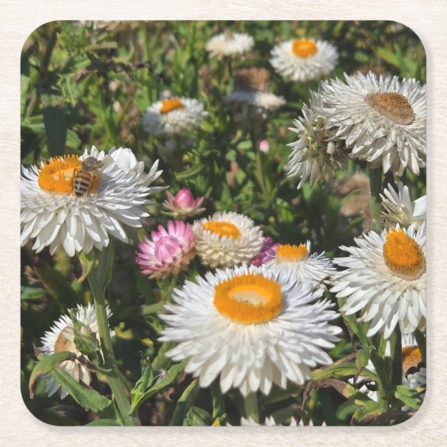 Dessous-de-verre Carré En Papier Fleurs (Devant)