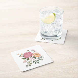 Dessous-de-verre Carré En Papier Fleurs aquarelle