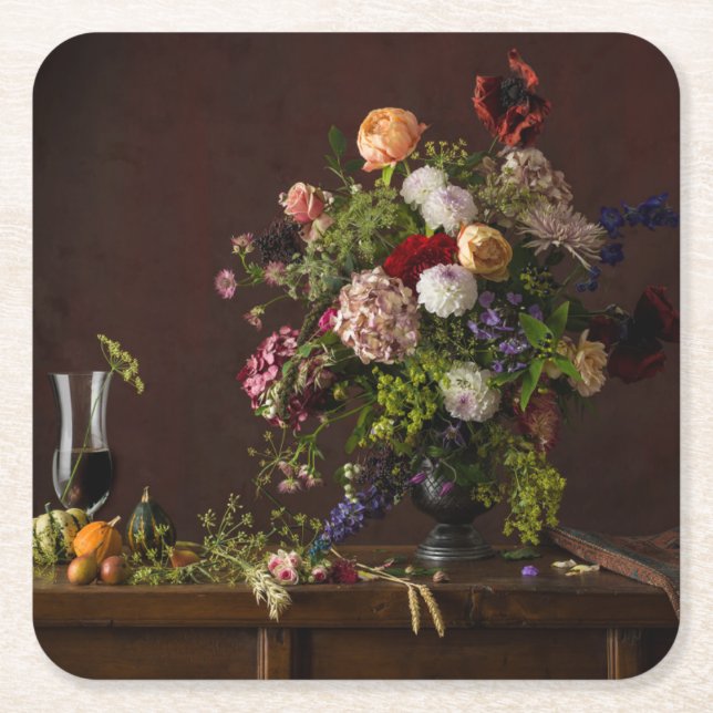 Dessous-de-verre Carré En Papier Fleurs | Arrangement floral (Devant)