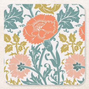 Dessous-de-verre Carré En Papier Fleurs, Art Vintage Graphique