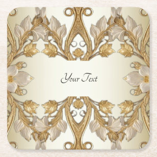 Dessous-de-verre Carré En Papier Fleurs blanches Dessous de verre de papier or déco