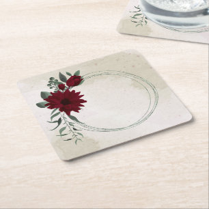 Dessous-de-verre Carré En Papier Fleurs bourguignonnes verdure