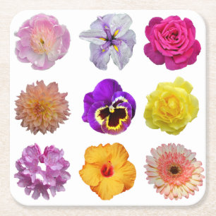 Dessous-de-verre Carré En Papier Fleurs colorées