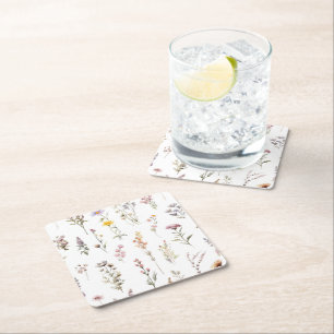 Dessous-de-verre Carré En Papier Fleurs colorées, Fleurs sauvages, Fleurs de Jardin