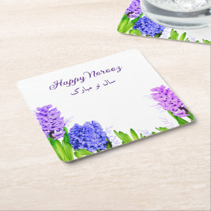 Dessous-de-verre Carré En Papier Fleurs de Hyacinthe violet rose bleu joyeux Norooz