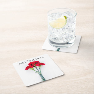 Dessous-de-verre Carré En Papier Fleurs de la carnation rouge