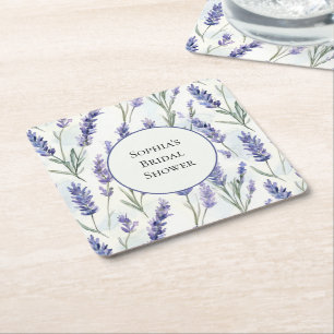 Dessous-de-verre Carré En Papier Fleurs de Lavande Violettes Romantiques pour Maria