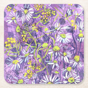 Dessous-de-verre Carré En Papier Fleurs de marais Polka Dot Fleurs d'été Floral Art
