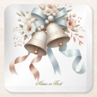 Fleurs de mariage cloches Rubans bleu rose Beau