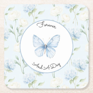 Dessous-de-verre Carré En Papier Fleurs de mariage de l'hortensia bleu joli