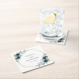 Dessous-de-verre Carré En Papier Fleurs de marine, Fleurs bleues, Boho, Mariage flo