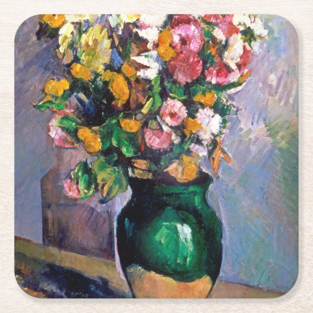 Dessous-de-verre Carré En Papier Fleurs en Vase, Cézanne (Devant)