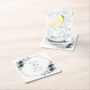 Dessous-de-verre Carré En Papier Fleurs marines, Fleurs bleues, Verdure, Baby showe