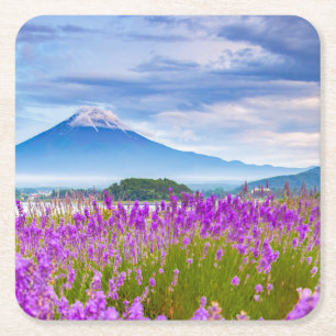 Dessous-de-verre Carré En Papier Fleurs Mont Fugi Japon