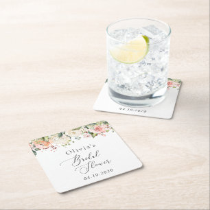 Dessous-de-verre Carré En Papier Fleurs roses, Fleurs blanches, Boho, Fête des mari