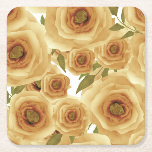Dessous-de-verre Carré En Papier Fleurs roses imprimés floraux abstraits couleurs b