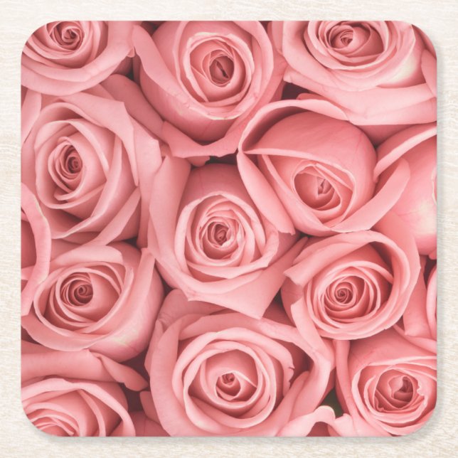 Dessous-de-verre Carré En Papier Fleurs | Roses roses (Devant)