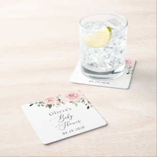 Dessous-de-verre Carré En Papier Fleurs Rouges, Fleurs Roses, Boho, Baby shower