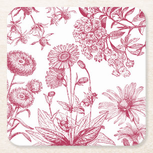 Dessous-de-verre Carré En Papier Fleurs rouges vintage Action de grâce Dessous