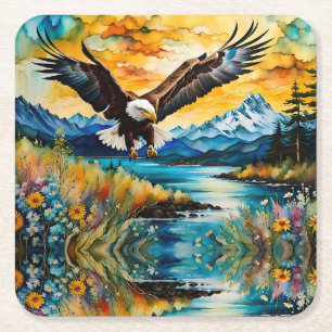 Dessous-de-verre Carré En Papier Fleurs sauvages de la rivière Bald Eagle au couche