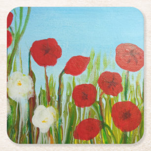 Dessous-de-verre Carré En Papier Fleurs sauvages et pâtés