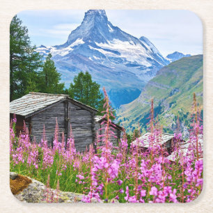 Dessous-de-verre Carré En Papier Fleurs Summer Matterhorn Suisse