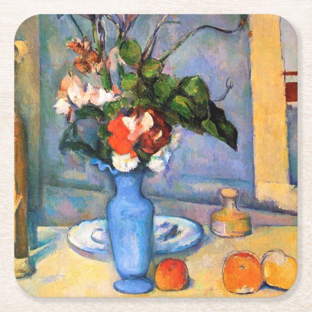 Dessous-de-verre Carré En Papier Fleurs Vase Bleues, Paul Cezanne (Devant)