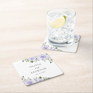 Dessous-de-verre Carré En Papier Fleurs violettes, Fleurs Lilac, Mariage Floral