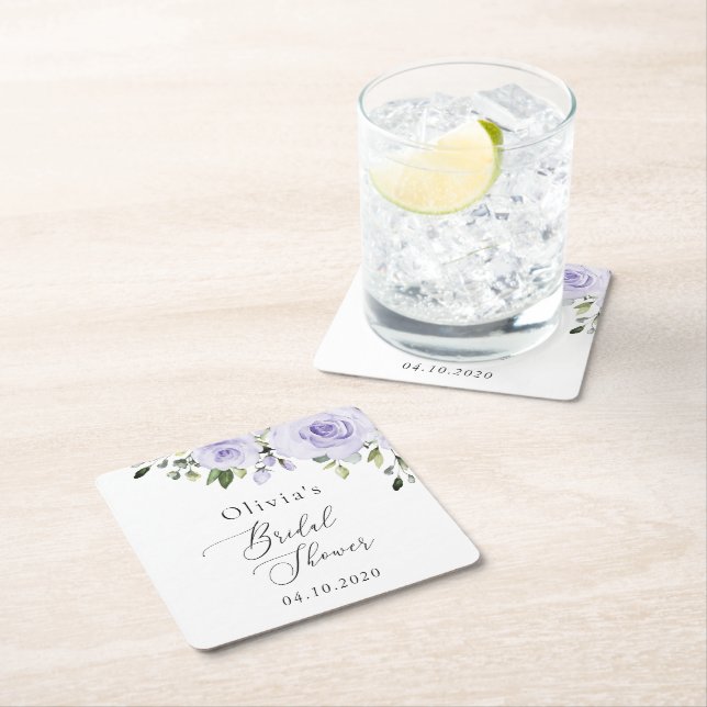 Dessous-de-verre Carré En Papier Fleurs violettes, Lilac Flowers, Boho, Fête des ma (En situation)