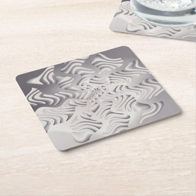 Dessous-de-verre Carré En Papier flocon d'argent (Incliné)