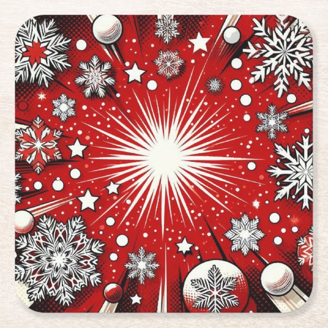 Dessous-de-verre Carré En Papier Flocon de neige (Devant)