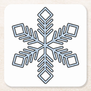 Dessous-de-verre Carré En Papier Flocon de Neige Pailleté - Branches Bleu Bébé