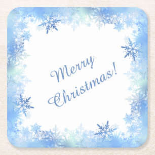 Dessous-de-verre Carré En Papier Flocons de neige bleus