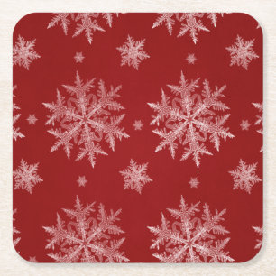 Dessous-de-verre Carré En Papier Flocons Rouges Fêtes de Noël